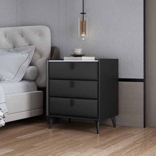 Elegant Three-Drawer Bedside Table