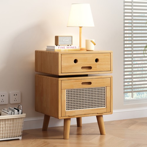 Nordic solid wood robot bedside table