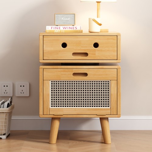 Nordic solid wood robot bedside table