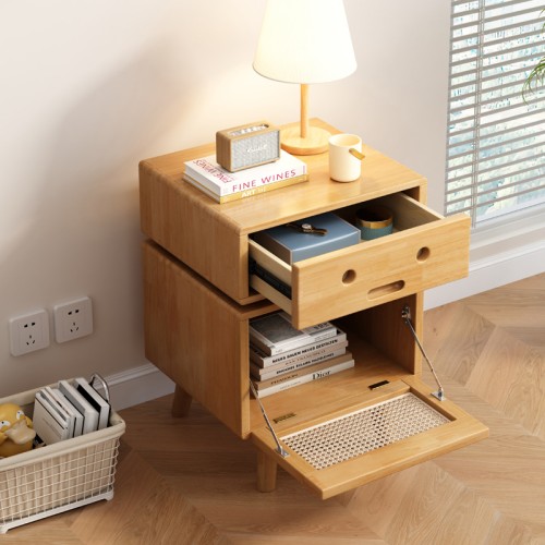 Nordic solid wood robot bedside table