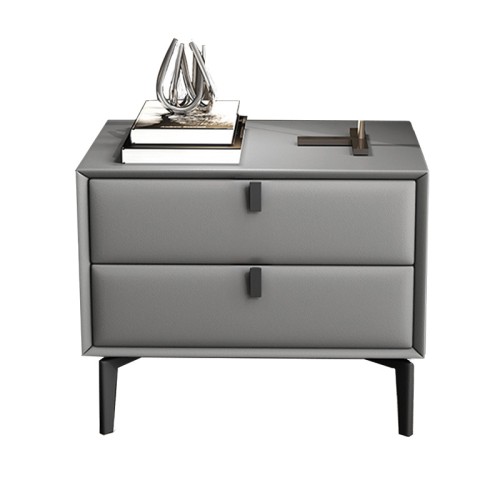 Contemporary Leather-Accented Bedside Table